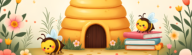 Beehive, books, bees
