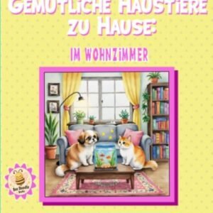 Gemütliche Haustiere zu Hause: Im Wohnzimmer coloring book cover